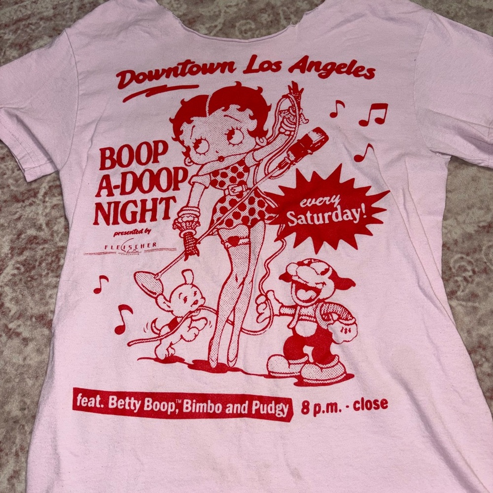 Vintage-Style Pink Betty Boop Graphic T-Shirt Cut Off